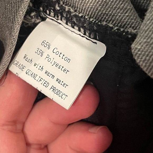 Pantalon gray flower print denim overalls - Picture 3 of 5